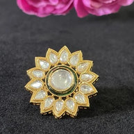 Noor & Co Gold Tone Kundan Statement Ring