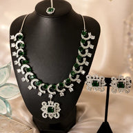 Emerald Green Royale American Diamond Necklace Set