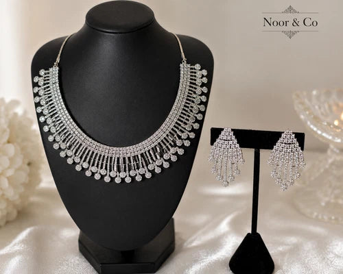 Celestial Diamond Fringe Necklace Set
