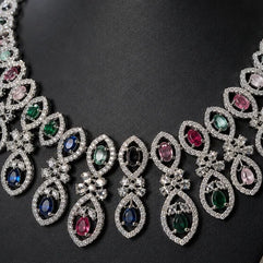 Multicolour Royale American Diamond Necklace Set