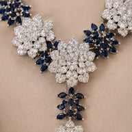 Midnight Sapphire Floral American Diamond Set