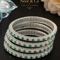 Emerald Green Sparkle Four-Bangle Set