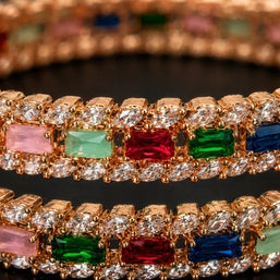 Multicolor Rose Gold Crystal Bangles