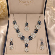 Midnight Sapphire Floral American Diamond Set
