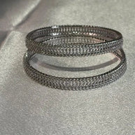 Silver Tone CZ Bangle Set Size 2.10 Indian Pakistani Bridal Party Jewelry