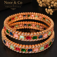 Multicolor Rose Gold Crystal Bangles