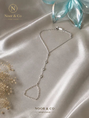 Golden Glow Crystal Hand Chain 18K Gold Stainless Steel Peal finger Chain