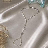 Golden Glow Crystal Hand Chain 18K Gold Stainless Steel Peal finger Chain