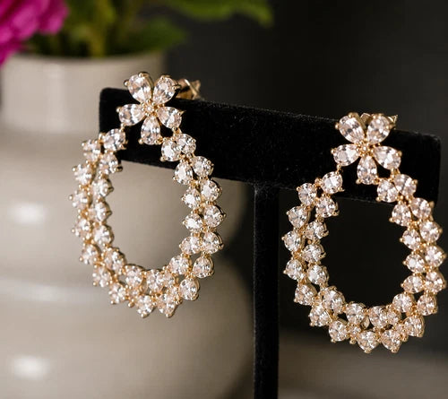 Noor & Co Crystal Floral Hoop Earrings