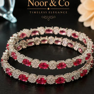 Noor & Co Ruby Pink Bloom Crystal Bangles