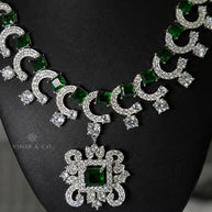 Emerald Green Royale American Diamond Necklace Set