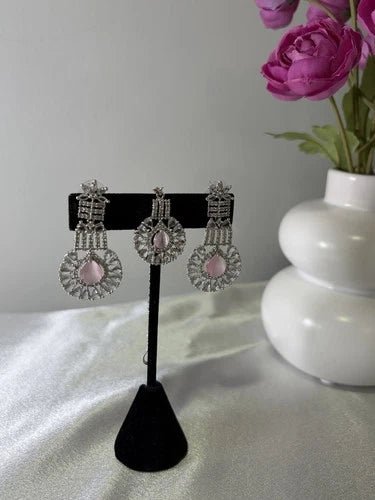 Noor & Co Blush Pink Crystal Drop Earrings