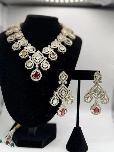 Multicolor Kundan Necklace Set with Matching Earrings