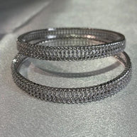 Silver Tone CZ Bangle Set Size 2.10 Indian Pakistani Bridal Party Jewelry