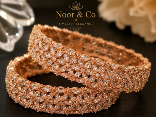 Rose Gold Crystal Blossom Bangles