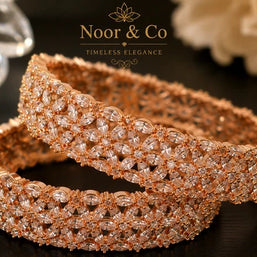 Rose Gold Crystal Blossom Bangles