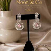 Noor & Co Blush Pink Crystal Drop Earrings