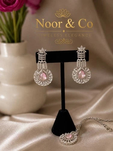 Noor & Co Blush Pink Crystal Drop Earrings