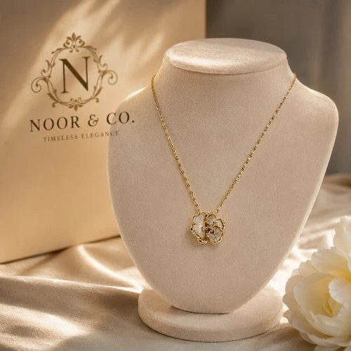 Ivory Bloom Gold Floral Pendant Necklace