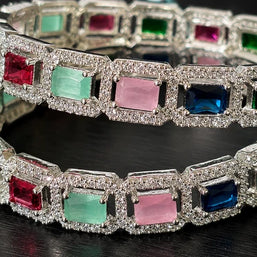 Noor & Co Multicolor Crystal Bangle Set