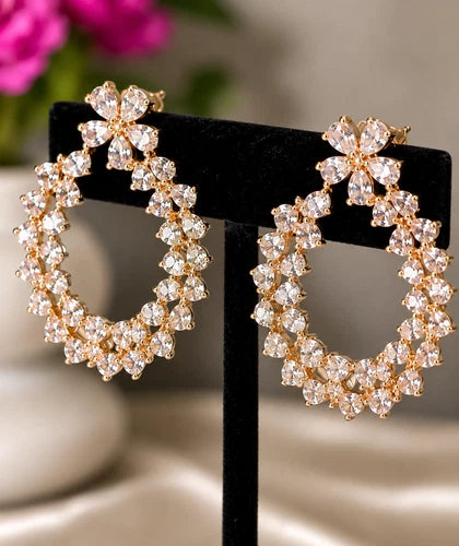 Noor & Co Crystal Floral Hoop Earrings