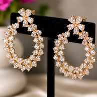 Noor & Co Crystal Floral Hoop Earrings