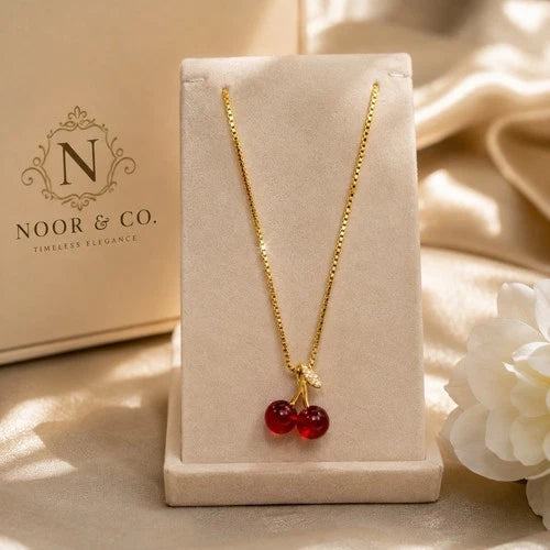 Cherry Kiss Gold Pendant Necklace