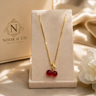 Cherry Kiss Gold Pendant Necklace