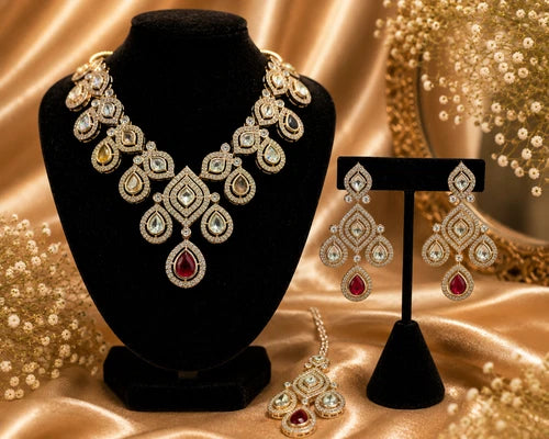 Multicolor Kundan Necklace Set with Matching Earrings