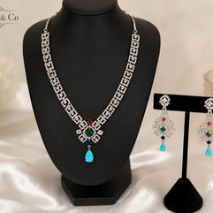 Mosaic Jewel American Diamond Necklace Set