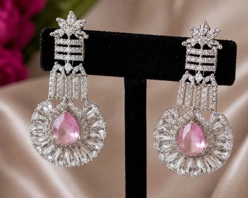 Noor & Co Blush Pink Crystal Drop Earrings