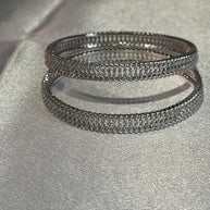 Silver Tone CZ Bangle Set Size 2.10 Indian Pakistani Bridal Party Jewelry