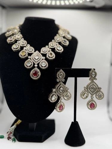 Multicolor Kundan Necklace Set with Matching Earrings