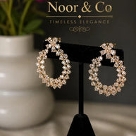 Noor & Co Crystal Floral Hoop Earrings