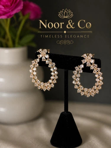 Noor & Co Crystal Floral Hoop Earrings