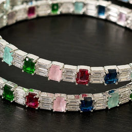 Noor & Co Multicolor Baguette Crystal Bangles
