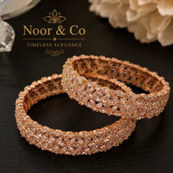 Rose Gold Crystal Blossom Bangles