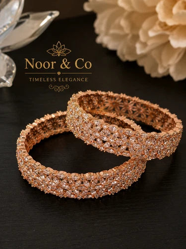 Rose Gold Crystal Blossom Bangles