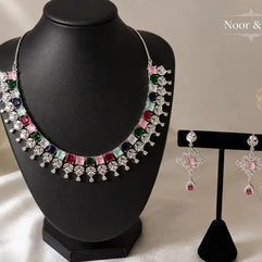 Rainbow Radiance American Diamond Necklace Set