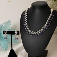 Amethyst Teardrop American Diamond Necklace Set