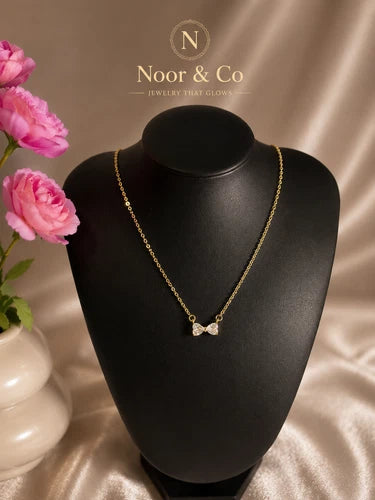 Crystal Bow Dainty Necklace