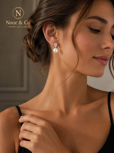 18K Gold Plated Luminous Pearl Teardrop Earrings