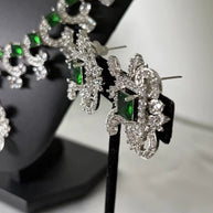 Emerald Green Royale American Diamond Necklace Set
