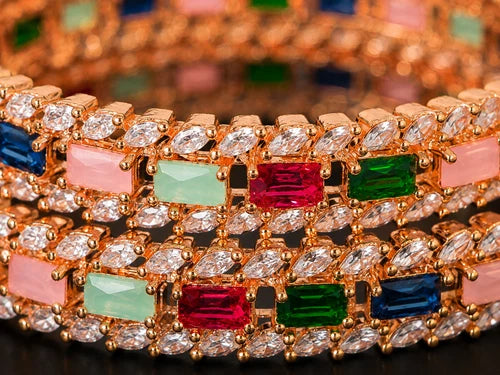 Multicolor Rose Gold Crystal Bangles