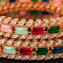 Multicolor Rose Gold Crystal Bangles