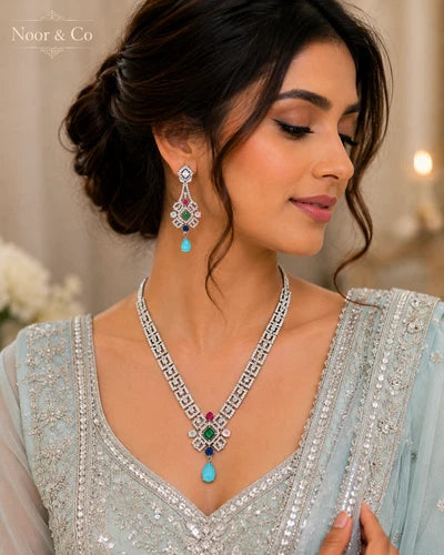 Mosaic Jewel American Diamond Necklace Set