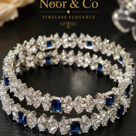 Sapphire Blue Floral Crystal Bangles