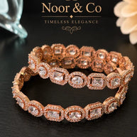 Noor & Co Rose Gold Crystal Bangle Set