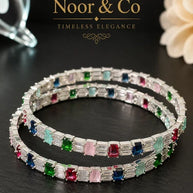 Noor & Co Multicolor Baguette Crystal Bangles