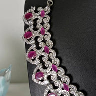 Ruby-toned American Diamond necklace and earring set